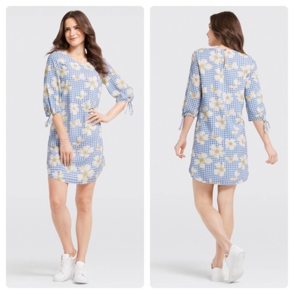Draper James x SCAD Blue Gingham Floral Dress